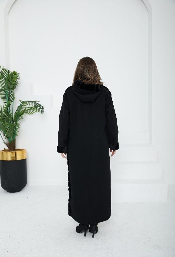 Tam Boy Kürk Kaban Siyah