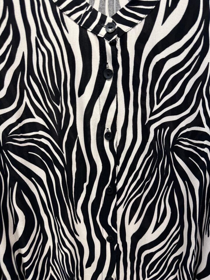 DUBAİ  VİSKON GÖMLEK ELBİSE ZEBRA DESEN