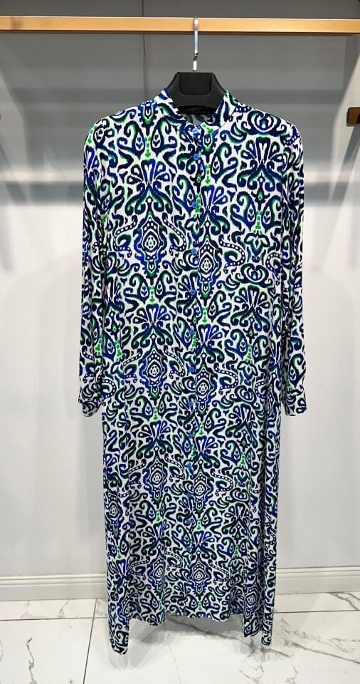 DUBAİ  VİSKON GÖMLEK ELBİSE LACİ YEŞİL