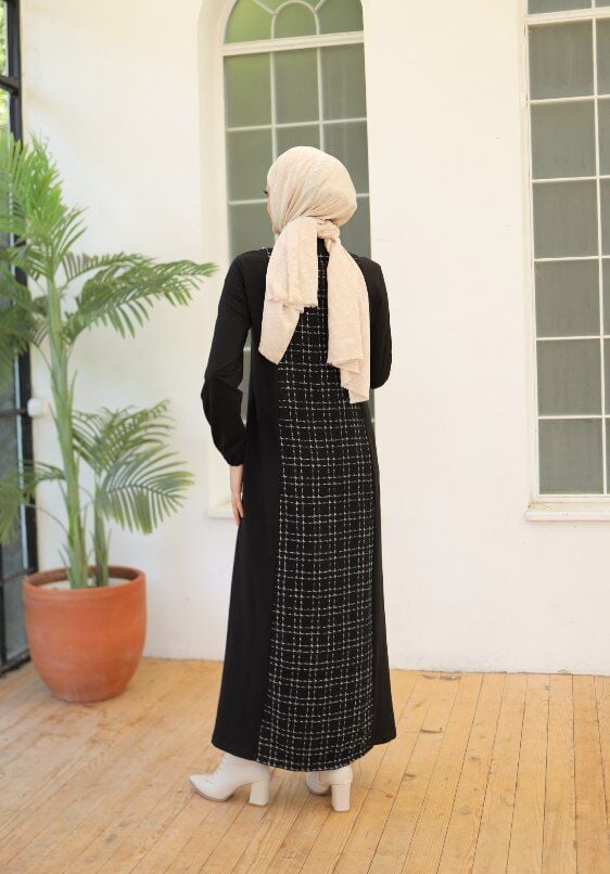 İnci Detaylı Pamuklu Kumaş Mevsimlik Giy-Çık Ferace