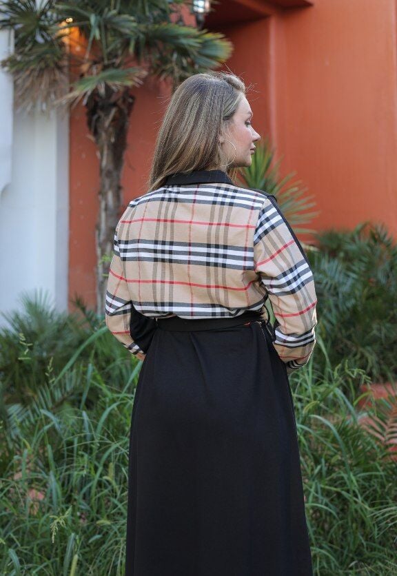 Ekose  Detaylı Pamuklu Kumaş Mevsimlik Giy-Çık Kap