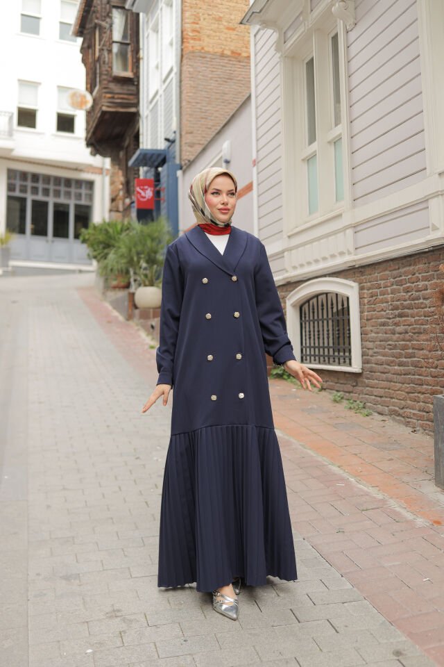 KRUVAZE YAKA   BLAZER ELBİSE LACİVERT