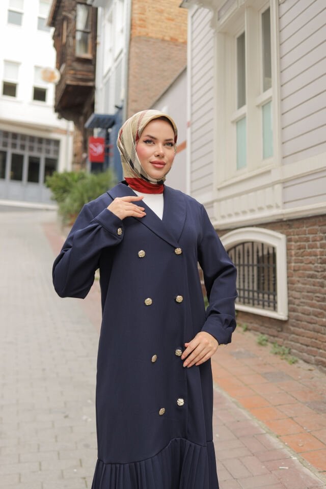 KRUVAZE YAKA   BLAZER ELBİSE LACİVERT