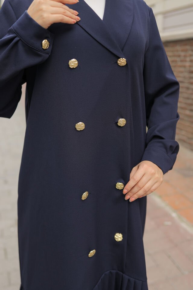 KRUVAZE YAKA   BLAZER ELBİSE LACİVERT