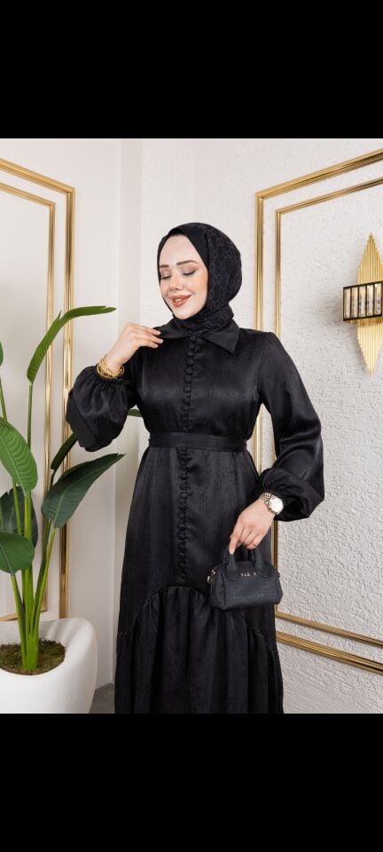 GEOMETRİK DESEN   ELBİSE SİYAH