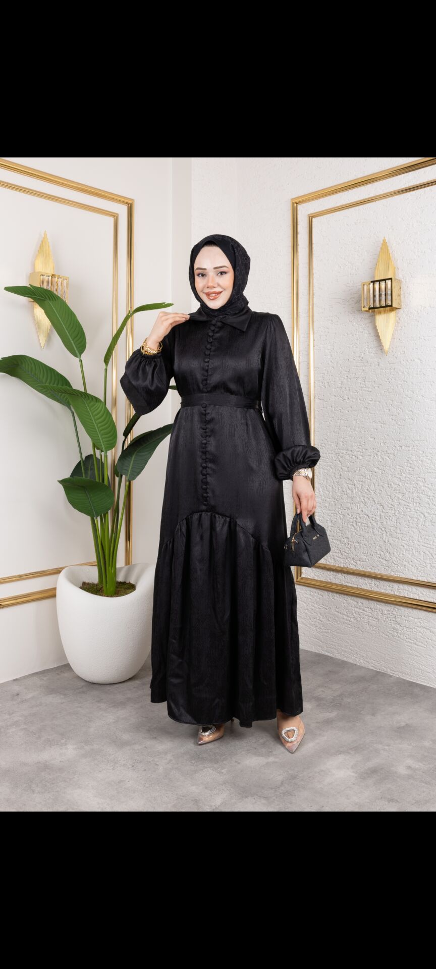 GEOMETRİK DESEN   ELBİSE SİYAH