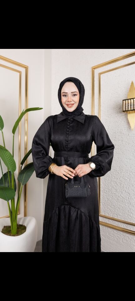 GEOMETRİK DESEN   ELBİSE SİYAH