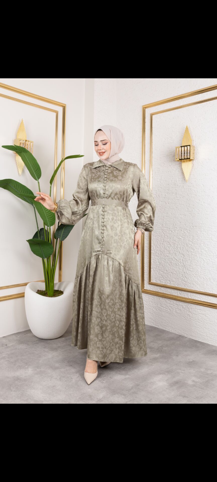 LEOPAR DESEN   ELBİSE HAKİ YEŞİL