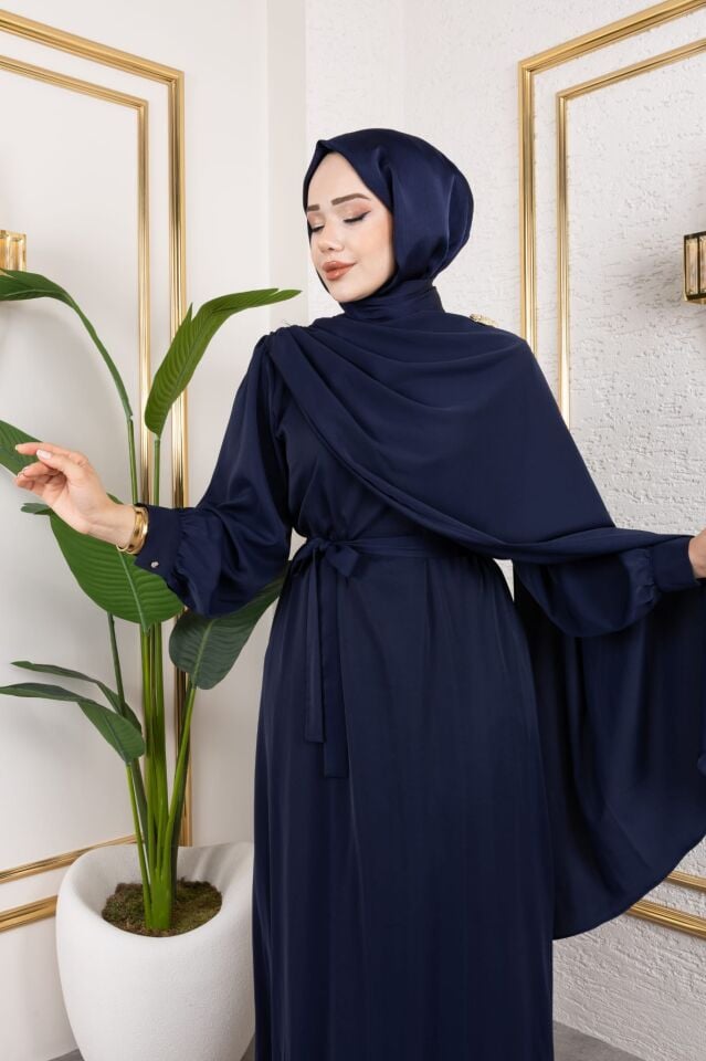 ŞAL YAKA DETAY LACİVERT