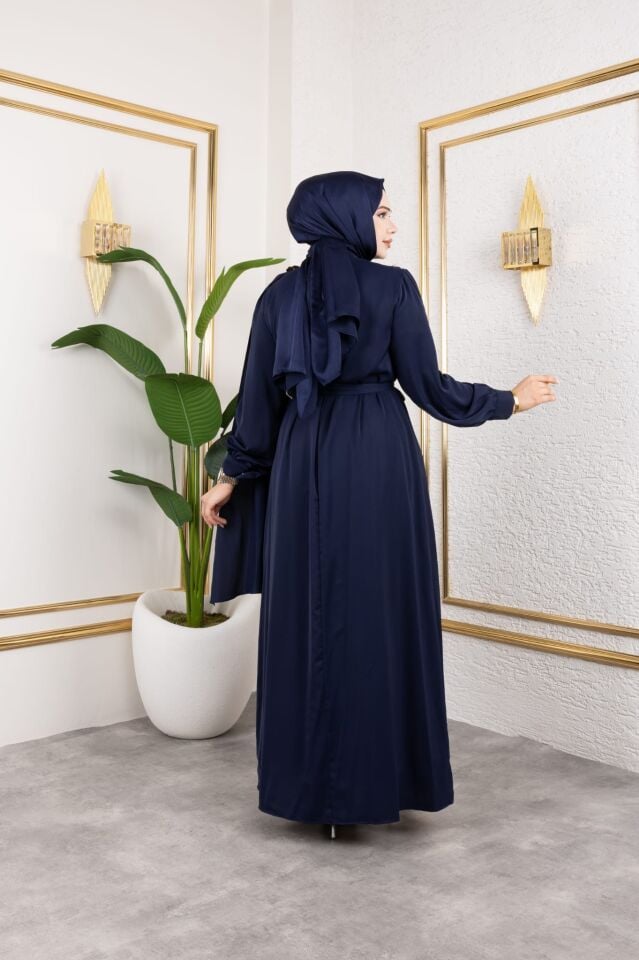 ŞAL YAKA DETAY LACİVERT