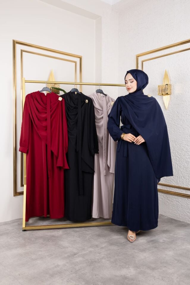 ŞAL YAKA DETAY LACİVERT