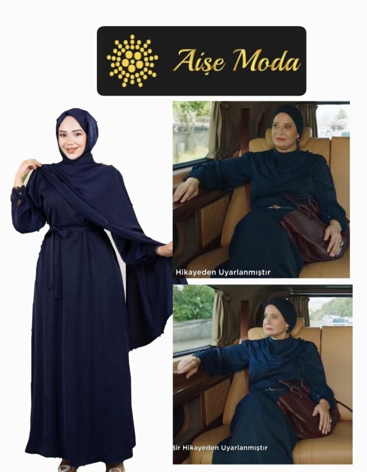 ŞAL YAKA DETAY LACİVERT