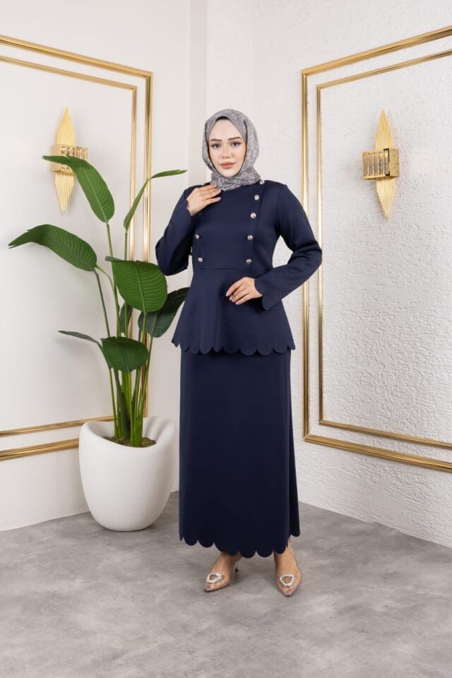 DİLİM DETAY LAZER KESİM TAKIM LACİVERT