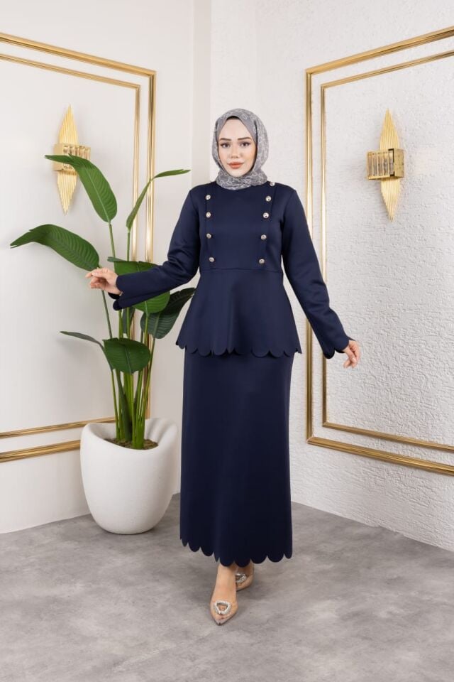 DİLİM DETAY LAZER KESİM TAKIM LACİVERT