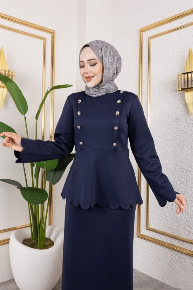 DİLİM DETAY LAZER KESİM TAKIM LACİVERT