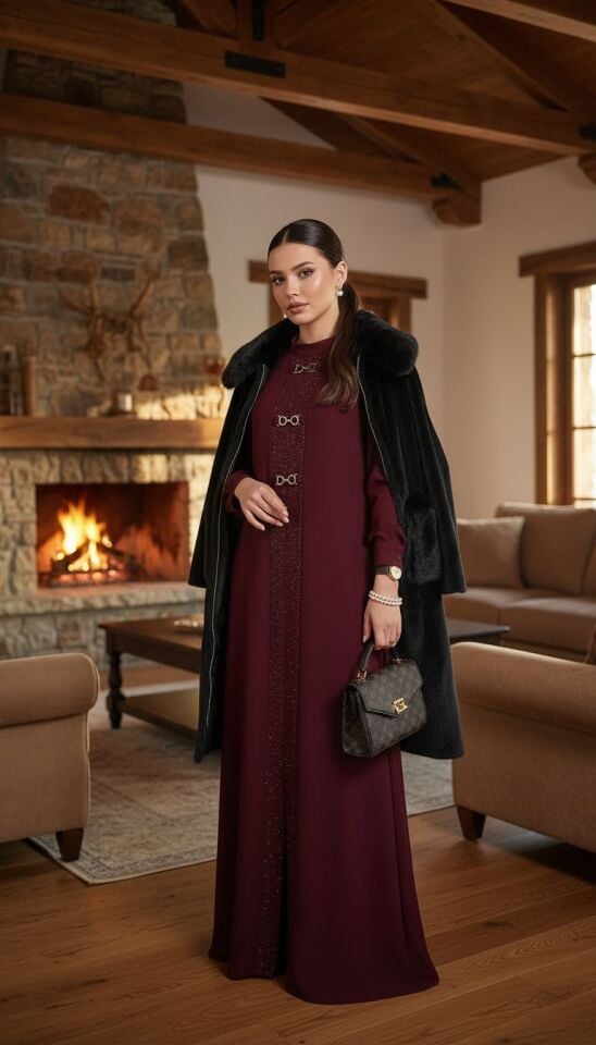 PELUŞ CEPLİ KÜRK KABAN SİYAH