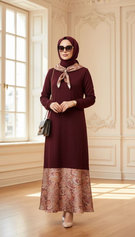 OXFORD ELBİSE BORDO