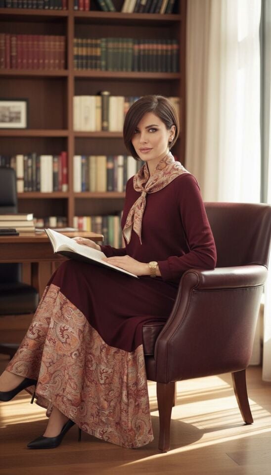 OXFORD ELBİSE BORDO