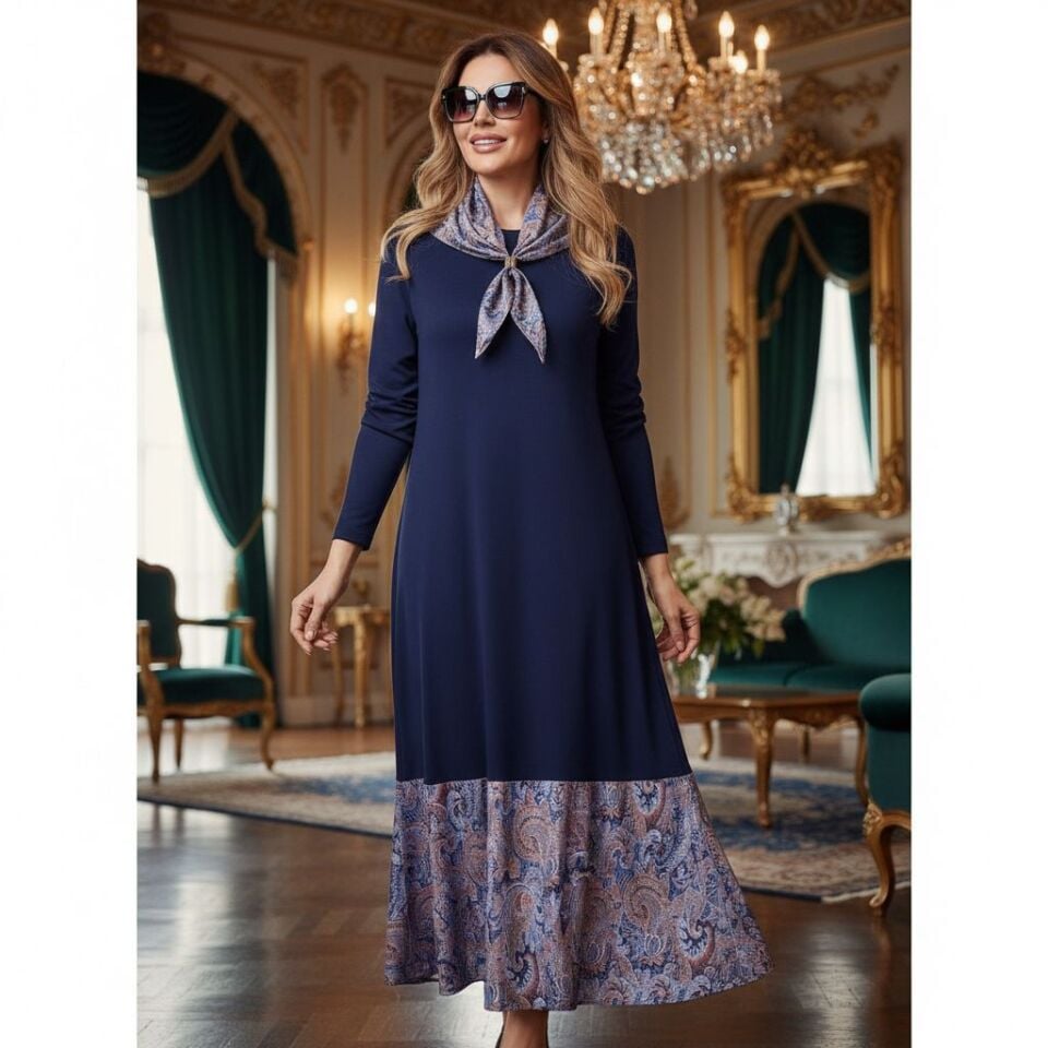 OXFORD ELBİSE LACİVERT