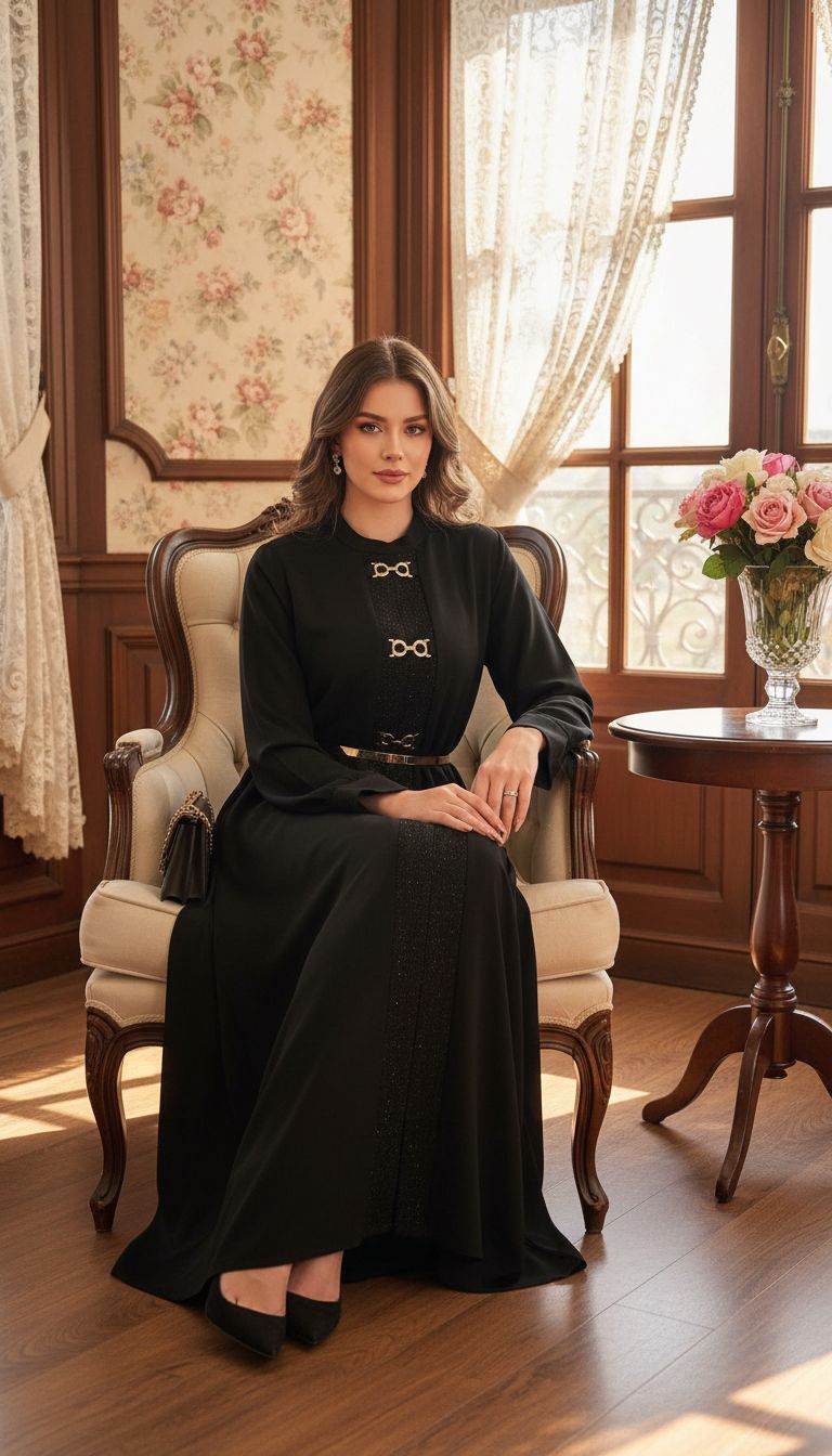 AKSESUAR DETAYLI ELBİSE SİYAH