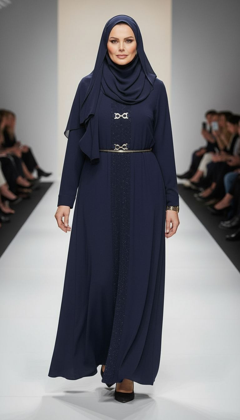 AKSESUAR DETAYLI ELBİSE LACİVERT