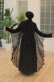 PELERİN DETAYLI ABAYA ELBİSE TAKIM SİYAH