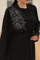 PELERİN DETAYLI ABAYA ELBİSE TAKIM SİYAH