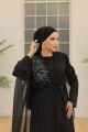 PELERİN DETAYLI ABAYA ELBİSE TAKIM SİYAH