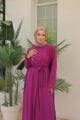 PELERİN DETAYLI ABAYA ELBİSE TAKIM MOR