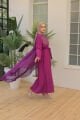 PELERİN DETAYLI ABAYA ELBİSE TAKIM MOR