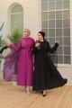 PELERİN DETAYLI ABAYA ELBİSE TAKIM MOR