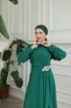 BELİ TAŞ DETAYLI  ELBİSE YEŞİL